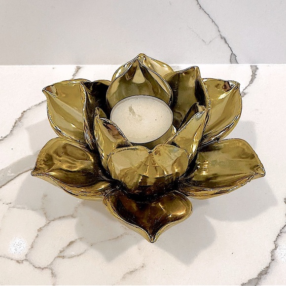 Other - Gold Flower Petal Single Candle Holder